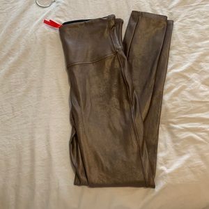 Spanx bronze faux leather leggings